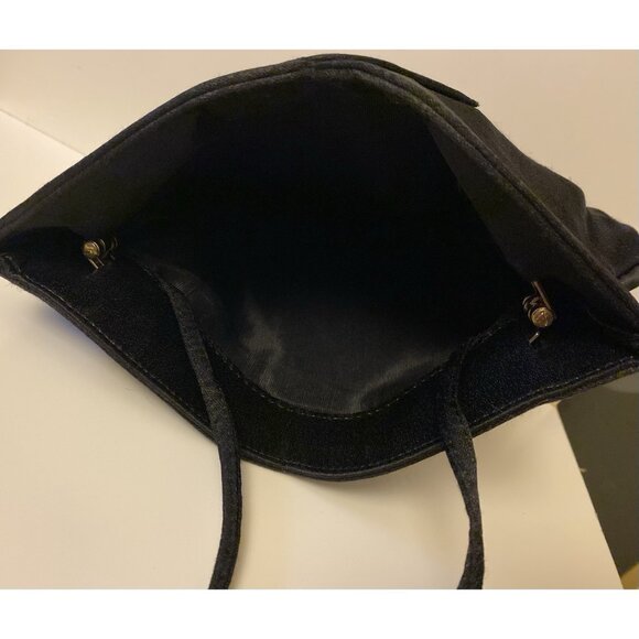 Black Satin Clutch Crossbody Strap Evening Bag Shoulder Womens Self Trim Accent - Picture 5 of 8